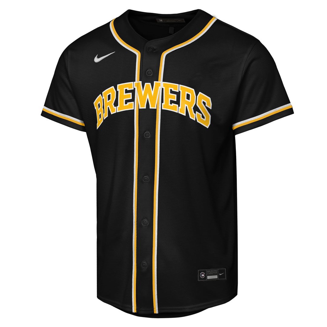 Milwaukee Brewers Jackson Chourio Nike Youth Fashion Replica Player Jersey - Black MLB Team Jersey Baseball Fan Apparel