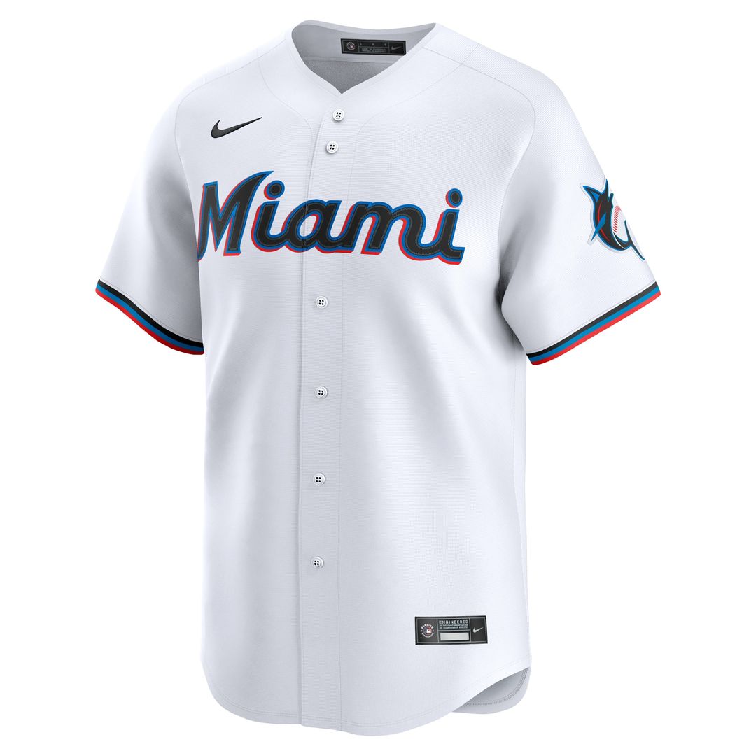 Miami Marlins Nike Home Limited Custom Jersey - White MLB Team Jersey Baseball Fan Apparel