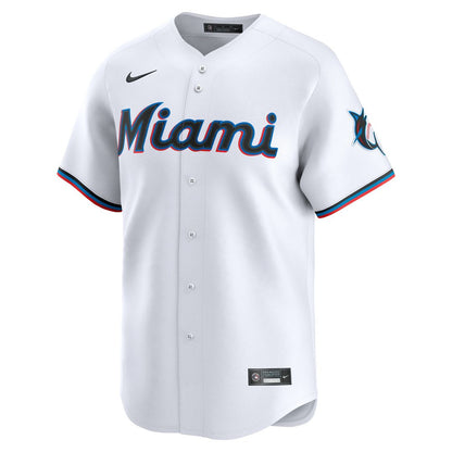 Miami Marlins Nike Home Limited Custom Jersey - White MLB Team Jersey Baseball Fan Apparel