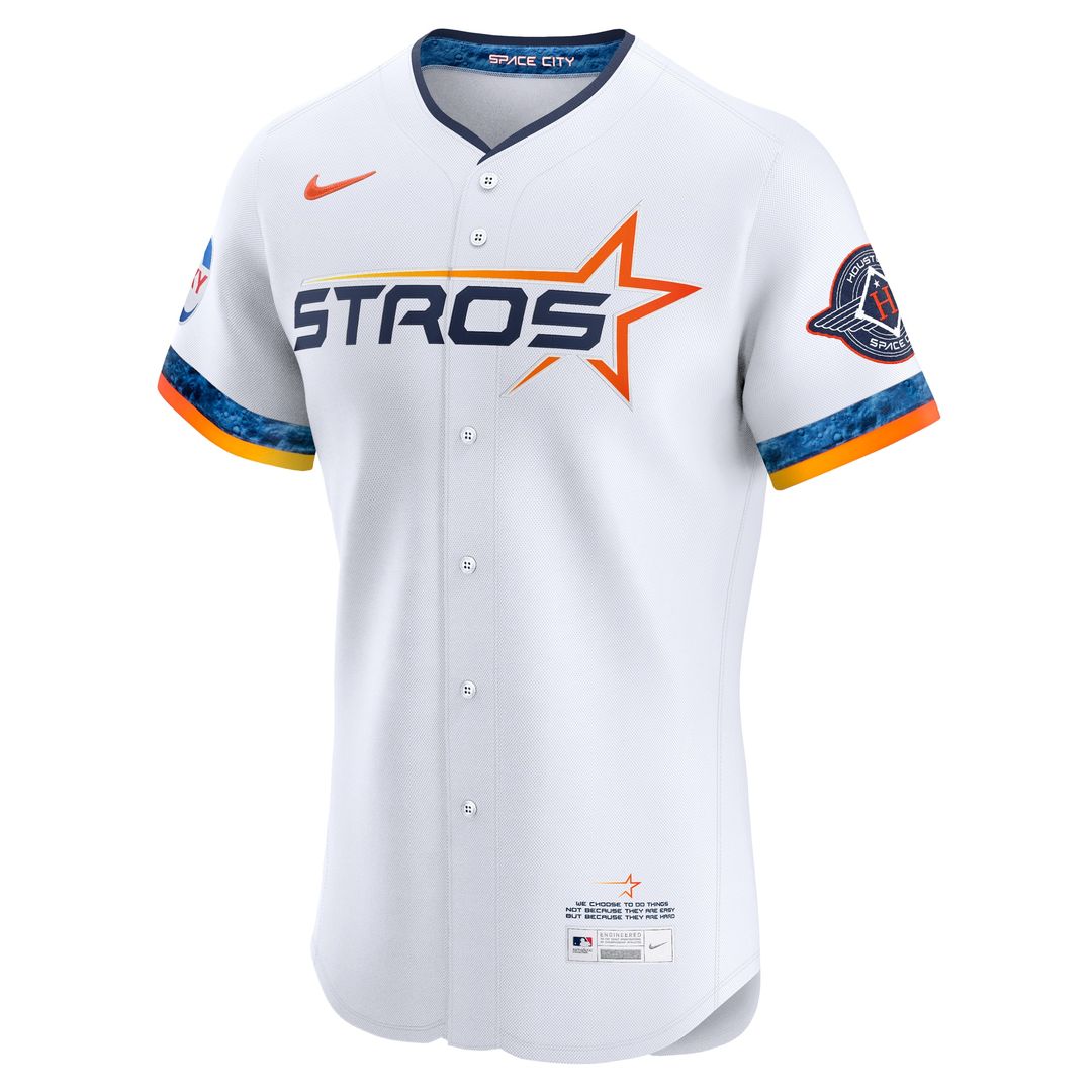 Houston Astros Nike 2025 City Connect Elite Jersey - White MLB Team Jersey Baseball Fan Apparel