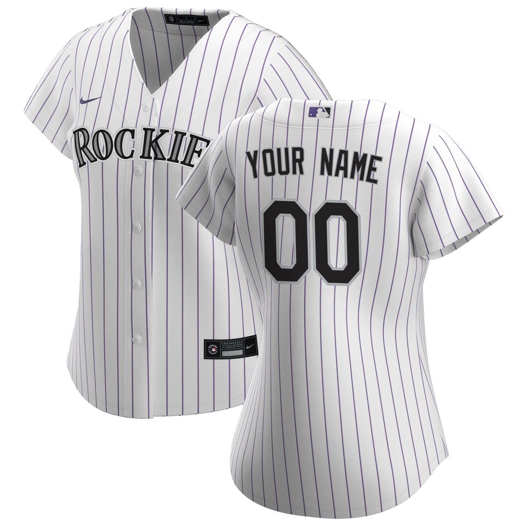 Colorado Rockies Nike Women's Home Replica Custom Jersey - White MLB Team Jersey Baseball Fan Apparel