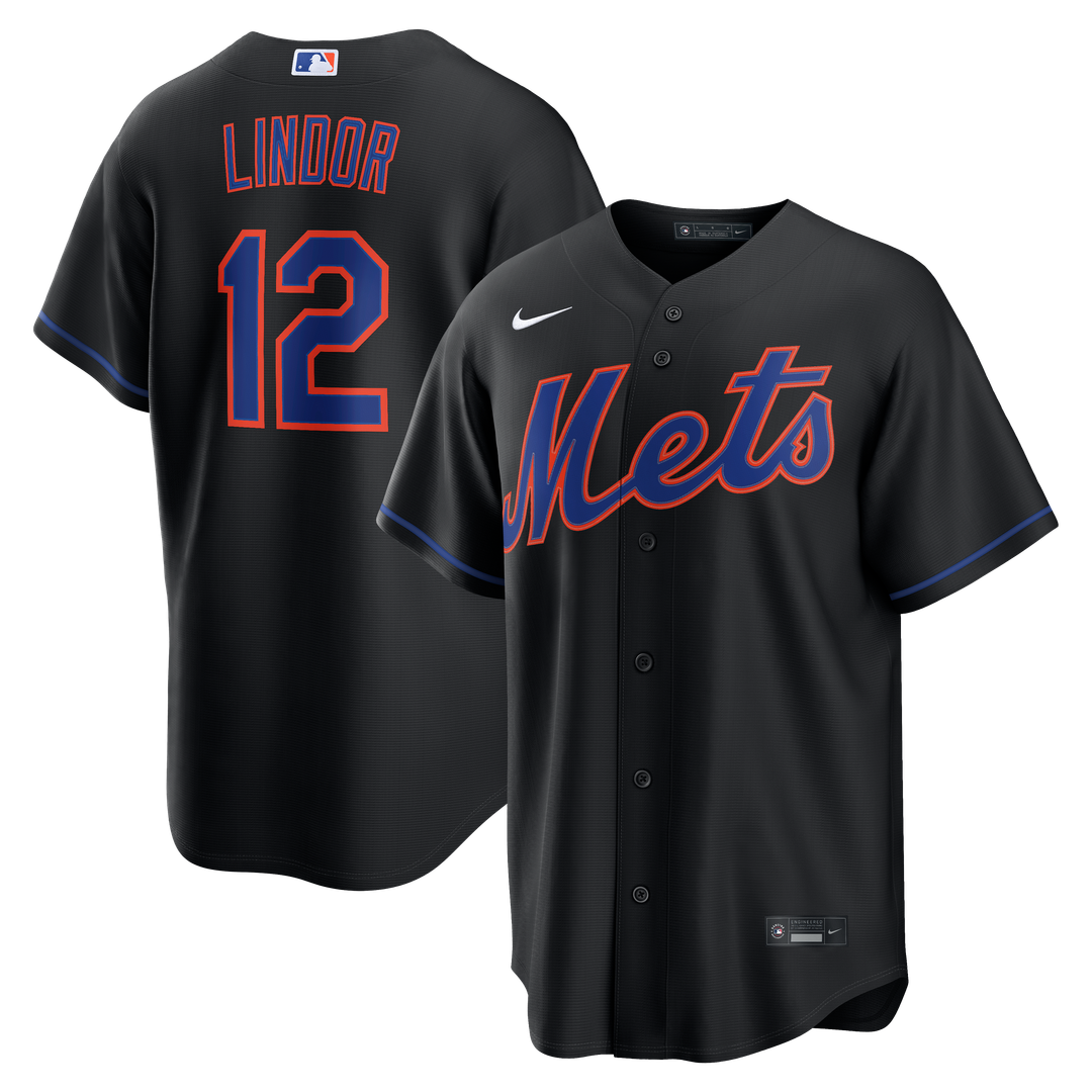 New York Mets Francisco Lindor Nike Alternate Replica Jersey - Black MLB Team Jersey Baseball Fan Apparel