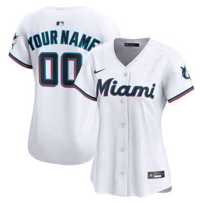 Miami Marlins Nike Women's Home Limited Custom Jersey - White MLB Team Jersey Baseball Fan Apparel