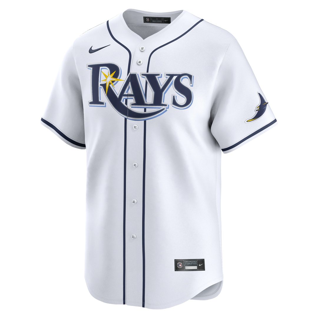 Tampa Bay Rays Junior Caminero Nike Home Limited Jersey - White MLB Team Jersey Baseball Fan Apparel