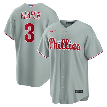 Philadelphia Phillies Bryce Harper Nike Road Replica Jersey - Gray MLB Team Jersey Baseball Fan Apparel