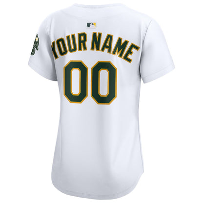 Athletics Nike Women's Home Limited Custom Jersey - White MLB Team Jersey Baseball Fan Apparel