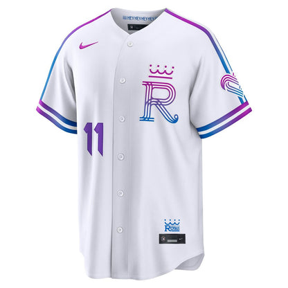 Kansas City Royals Maikel Garcia Nike 2026 City Connect Stadium Jersey - White MLB Team Jersey Baseball Fan Apparel