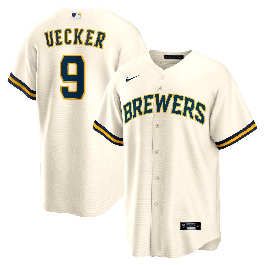 Milwaukee Brewers Bob Uecker Nike Home Retired Player Replica Jersey - Cream MLB Team Jersey Baseball Fan Apparel