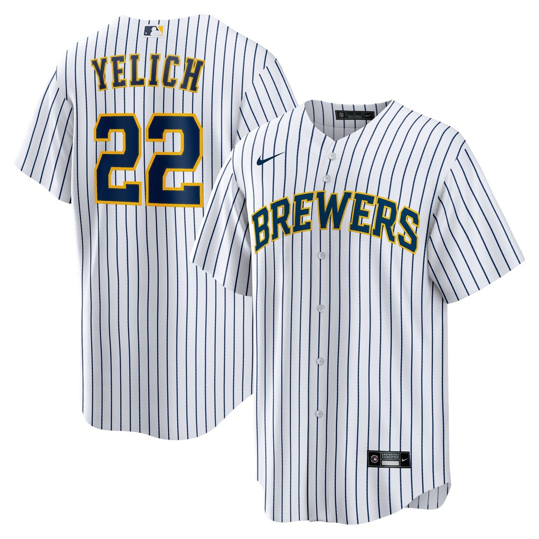Milwaukee Brewers Christian Yelich Nike Alternate Replica Player Jersey - White MLB Team Jersey Baseball Fan Apparel