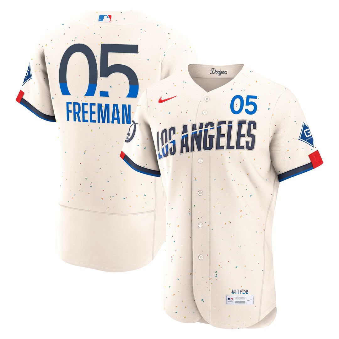Los Angeles Dodgers Freddie Freeman Nike City Connect Authentic Sponsor Patch Jersey - Cream MLB Team Jersey Baseball Fan Apparel