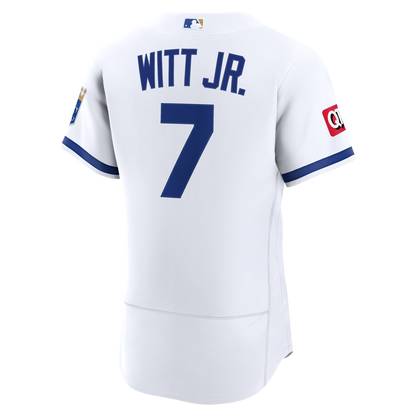 Kansas City Royals Bobby Witt Jr. Nike Home Authentic Sponsor Patch Jersey - White MLB Team Jersey Baseball Fan Apparel