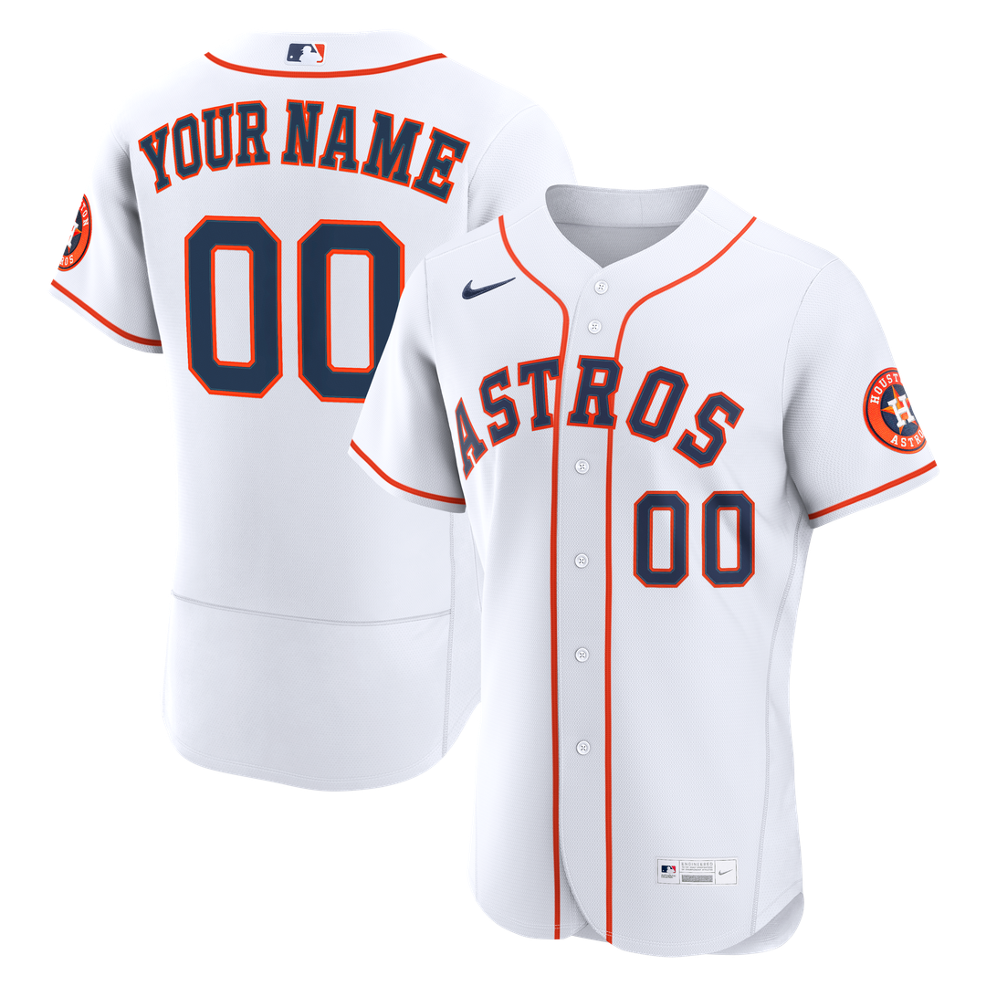 Houston Astros Nike Home Authentic Custom Jersey - White MLB Team Jersey Baseball Fan Apparel