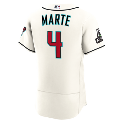 Arizona Diamondbacks Ketel Marte Nike Home Authentic Sponsor Patch Jersey - Cream MLB Team Jersey Baseball Fan Apparel