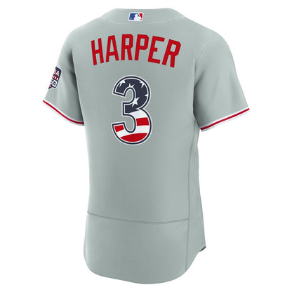 Philadelphia Phillies Bryce Harper Nike USA 250 Fourth of July Road Authentic Jersey - Gray MLB Team Jersey Baseball Fan Apparel