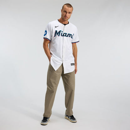 Miami Marlins Nike Home Elite Jersey - White MLB Team Jersey Baseball Fan Apparel