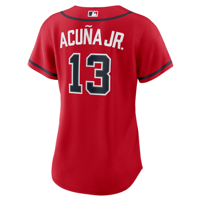 Atlanta Braves Ronald Acuña Jr. Nike Women's Alternate Replica Jersey - Navy MLB Team Jersey Baseball Fan Apparel