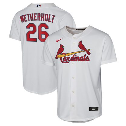 St. Louis Cardinals JJ Wetherholt Nike Youth Home Replica Jersey - White MLB Team Jersey Baseball Fan Apparel