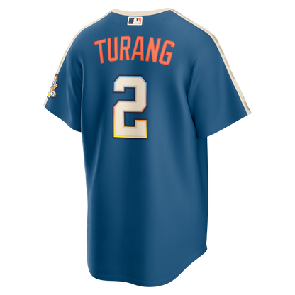 Milwaukee Brewers Brice Turang Nike 2026 City Connect Stadium Jersey - Mineral Blue MLB Team Jersey Baseball Fan Apparel