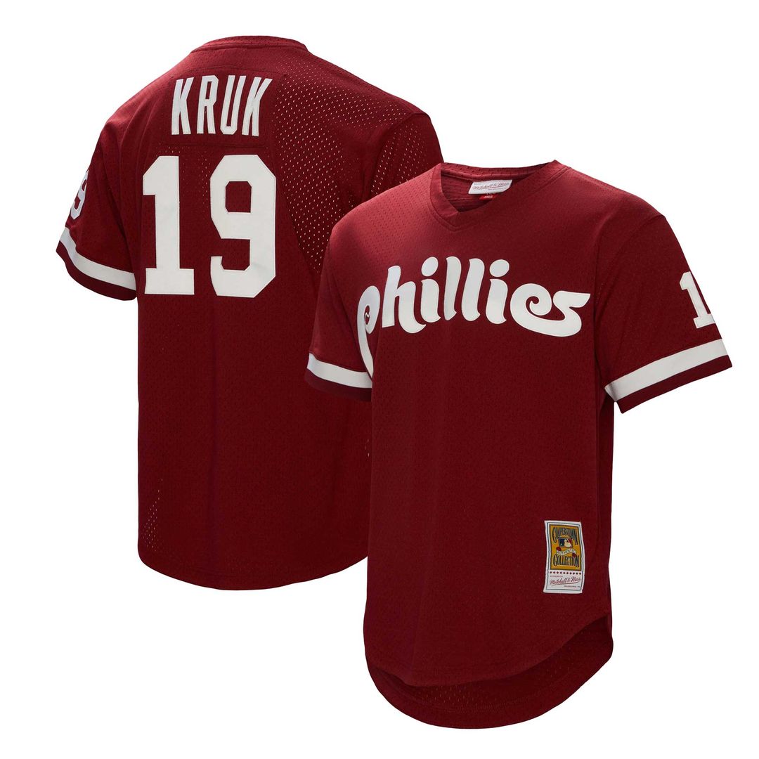 Philadelphia Phillies John Kruk Mitchell & Ness Big & Tall Cooperstown Mesh Batting Practice Jersey - Burgundy MLB Team Jersey Baseball Fan Apparel