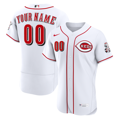 Cincinnati Reds Nike Home Authentic Custom Jersey - White MLB Team Jersey Baseball Fan Apparel