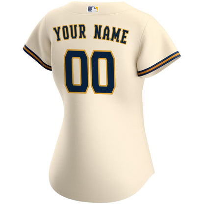 Milwaukee Brewers Nike Women's Home Replica Custom Jersey - Cream MLB Team Jersey Baseball Fan Apparel