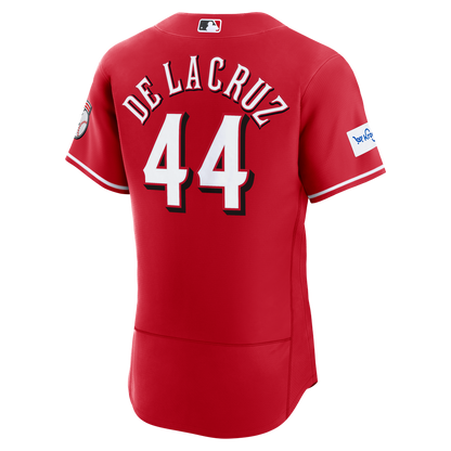 Cincinnati Reds Elly De La Cruz Nike Alternate Authentic Sponsor Patch Jersey - Red MLB Team Jersey Baseball Fan Apparel