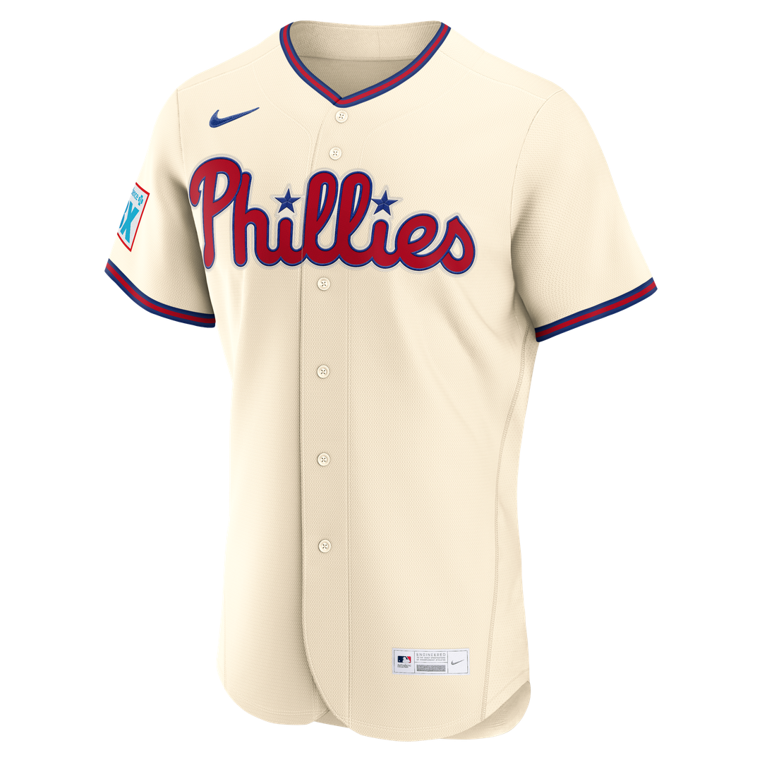 Philadelphia Phillies Bryce Harper Nike Alternate Authentic Sponsor Patch Jersey - Cream MLB Team Jersey Baseball Fan Apparel