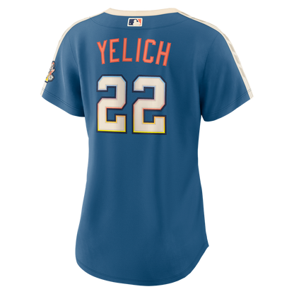 Milwaukee Brewers Christian Yelich Nike Women's 2026 City Connect Stadium Jersey - Mineral Blue MLB Team Jersey Baseball Fan Apparel