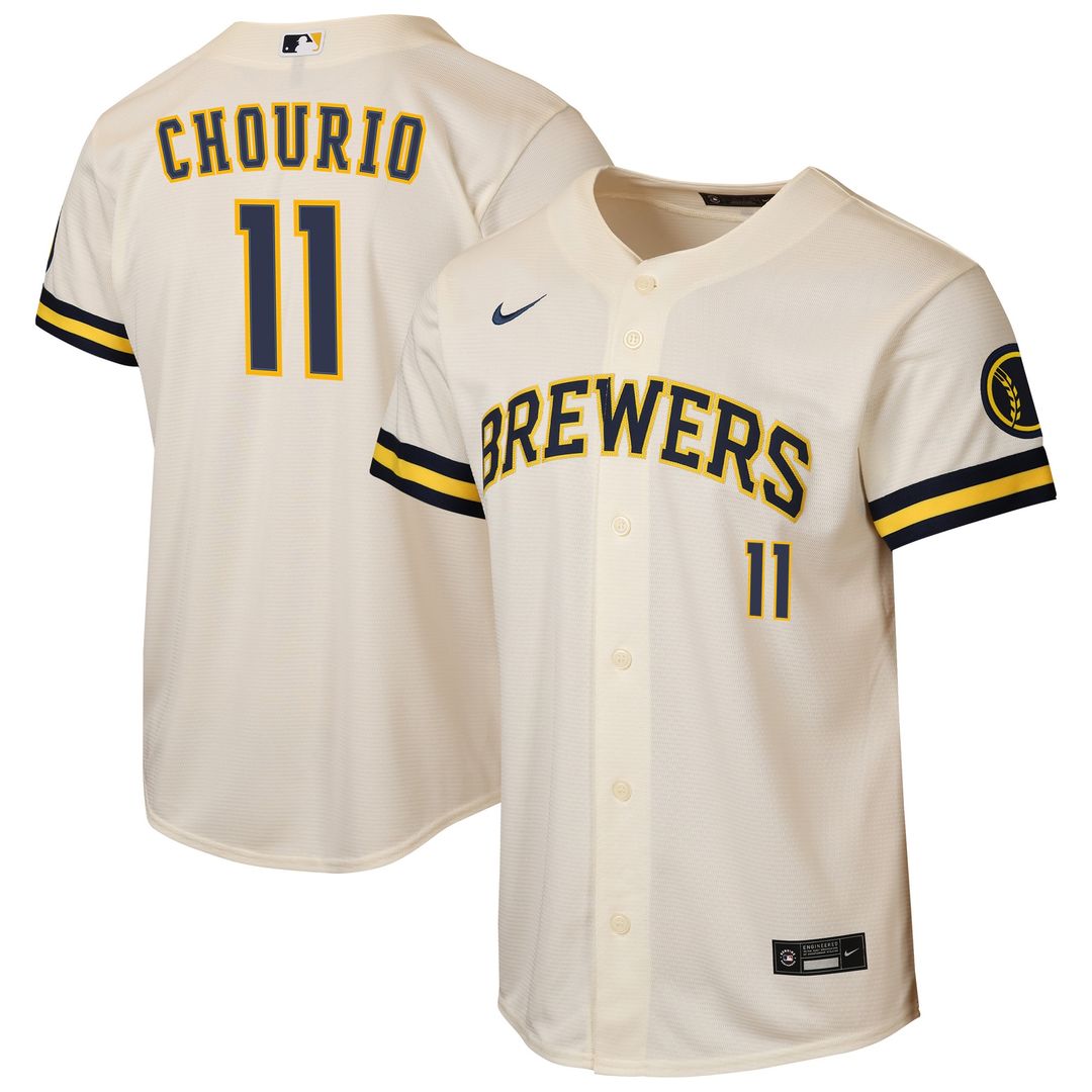 Milwaukee Brewers Jackson Chourio Nike Youth Home Stadium Jersey - Cream MLB Team Jersey Baseball Fan Apparel