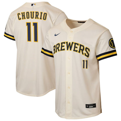 Milwaukee Brewers Jackson Chourio Nike Youth Home Stadium Jersey - Cream MLB Team Jersey Baseball Fan Apparel