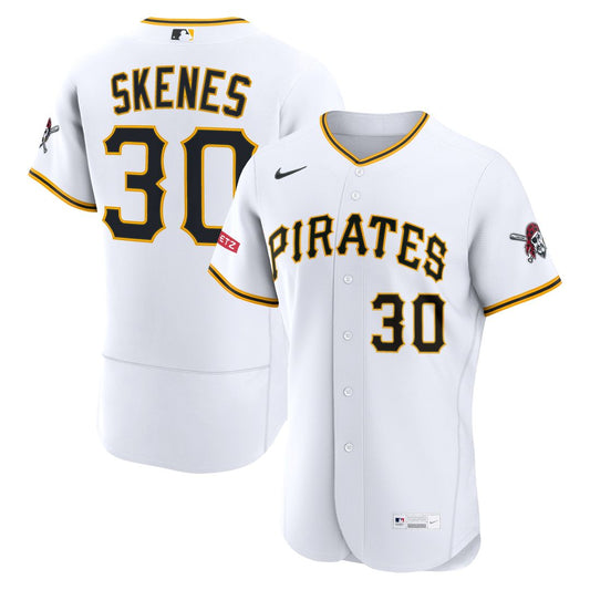 Pittsburgh Pirates Paul Skenes Nike Home Authentic Sponsor Patch Jersey - White MLB Team Jersey Baseball Fan Apparel