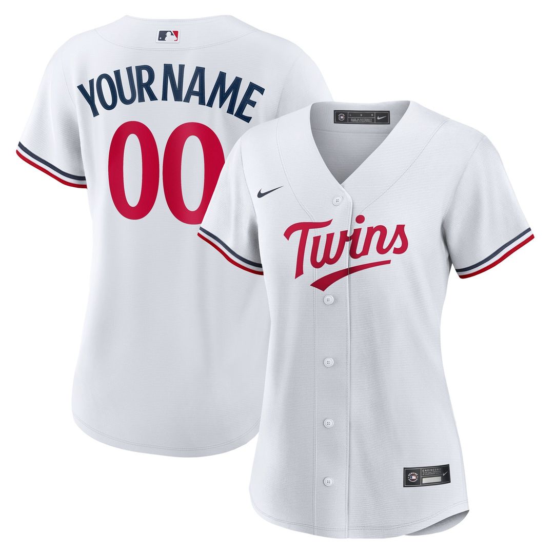 Minnesota Twins Nike Women's Home Replica Custom Jersey - White MLB Team Jersey Baseball Fan Apparel