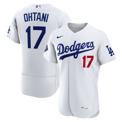 Los Angeles Dodgers Shohei Ohtani Nike Home Authentic Sponsor Patch Jersey - White MLB Team Jersey Baseball Fan Apparel