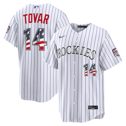 Colorado Rockies Ezequiel Tovar Nike USA 250 Fourth of July Home Stadium Jersey - White MLB Team Jersey Baseball Fan Apparel