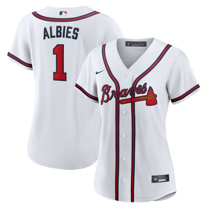 Atlanta Braves Ozzie Albies Nike Women's Home Replica Jersey - White MLB Team Jersey Baseball Fan Apparel