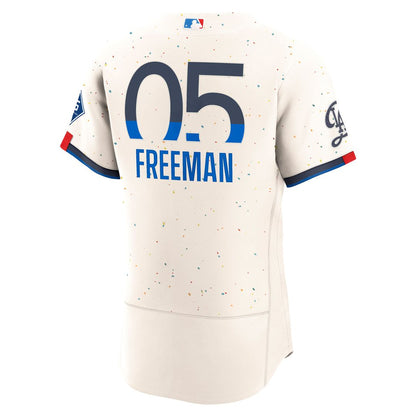 Los Angeles Dodgers Freddie Freeman Nike City Connect Authentic Sponsor Patch Jersey - Cream MLB Team Jersey Baseball Fan Apparel