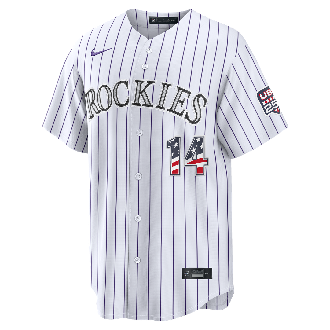 Colorado Rockies Ezequiel Tovar Nike USA 250 Fourth of July Home Stadium Jersey - White MLB Team Jersey Baseball Fan Apparel