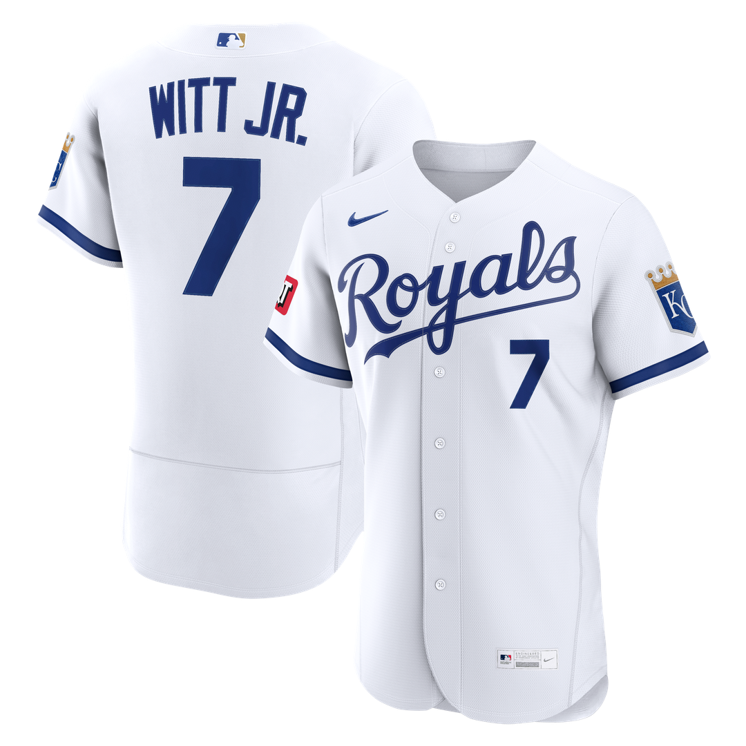Kansas City Royals Bobby Witt Jr. Nike Home Authentic Sponsor Patch Jersey - White MLB Team Jersey Baseball Fan Apparel