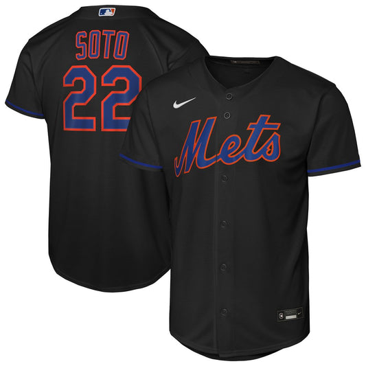 New York Mets Juan Soto Nike Youth Alternate Replica Jersey - Black MLB Team Jersey Baseball Fan Apparel