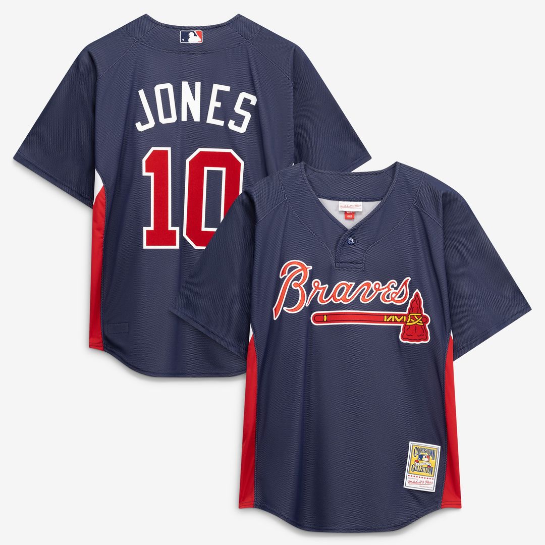 Atlanta Braves Chipper Jones Mitchell & Ness Authentic Batting Practice Jersey - Navy MLB Team Jersey Baseball Fan Apparel