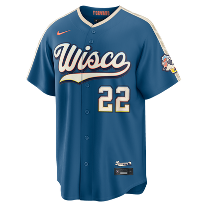 Milwaukee Brewers Christian Yelich Nike 2026 City Connect Stadium Jersey - Mineral Blue MLB Team Jersey Baseball Fan Apparel