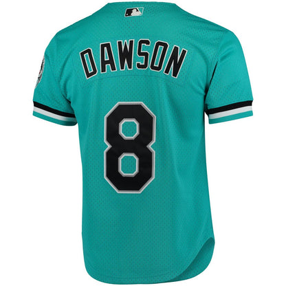 Andre Dawson Florida Marlins Mitchell & Ness Cooperstown Mesh Batting Practice Button - Up Jersey - Teal MLB Team Jersey Baseball Fan Apparel
