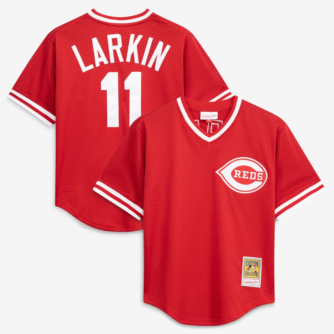 Cincinnati Reds Barry Larkin Mitchell & Ness Authentic Batting Practice Jersey - Red MLB Team Jersey Baseball Fan Apparel