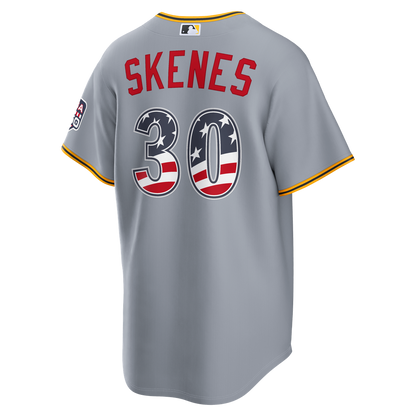 Pittsburgh Pirates Paul Skenes Nike USA 250 Fourth of July Road Stadium Jersey - Gray MLB Team Jersey Baseball Fan Apparel