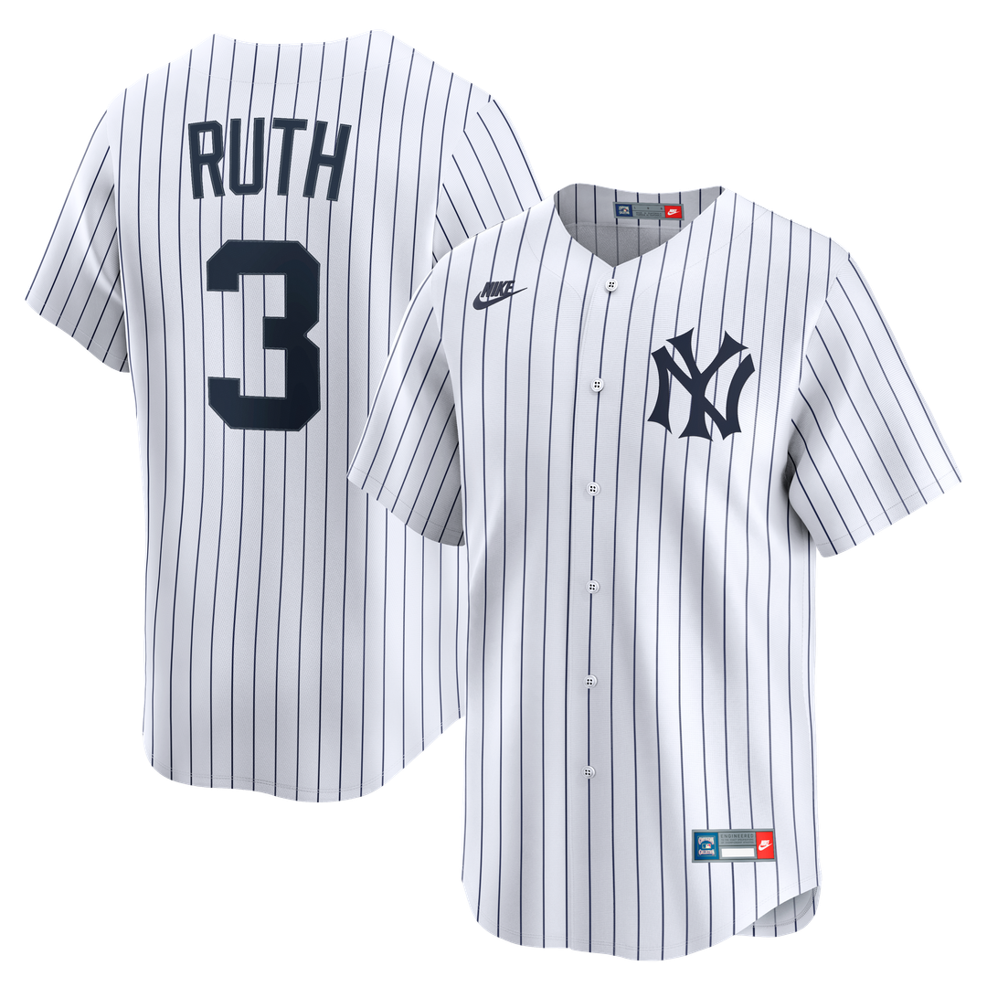 New York Yankees Babe Ruth Nike Throwback Cooperstown Limited Jersey - White MLB Team Jersey Baseball Fan Apparel