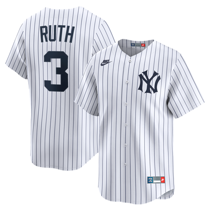 New York Yankees Babe Ruth Nike Throwback Cooperstown Limited Jersey - White MLB Team Jersey Baseball Fan Apparel