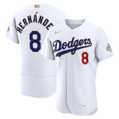 Los Angeles Dodgers Enrique Hernández Nike 2026 Gold Collection Authentic Jersey - White MLB Team Jersey Baseball Fan Apparel
