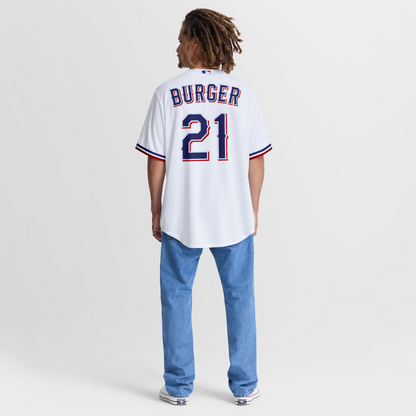 Texas Rangers Jake Burger Nike Home Replica Jersey - White MLB Team Jersey Baseball Fan Apparel