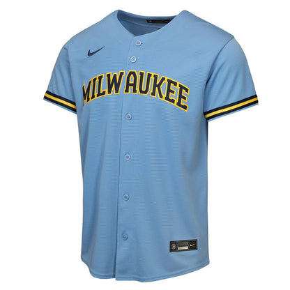 Milwaukee Brewers Jackson Chourio Nike Youth Road Replica Jersey - Light Blue MLB Team Jersey Baseball Fan Apparel