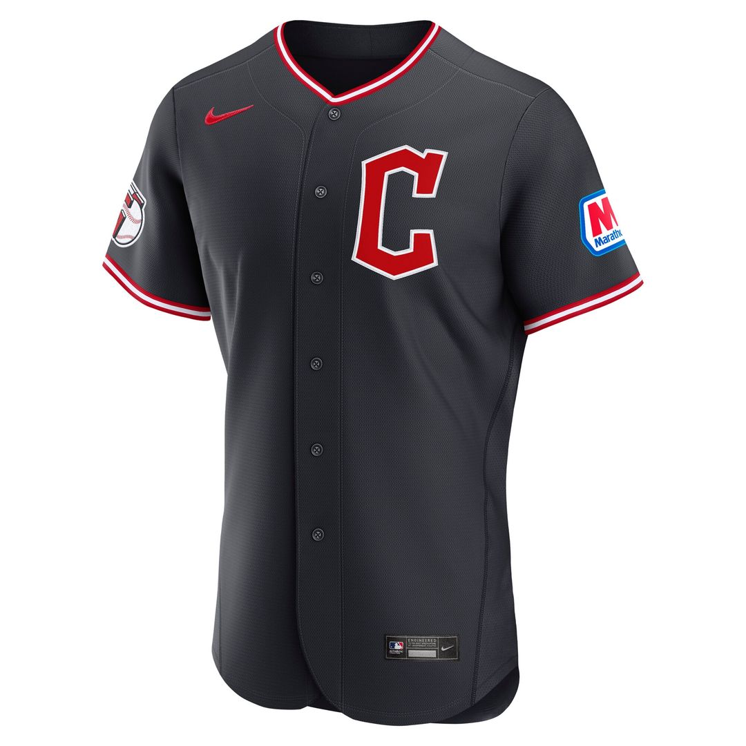 Cleveland Guardians Nike Alternate Authentic Sponsor Patch Jersey - Navy MLB Team Jersey Baseball Fan Apparel